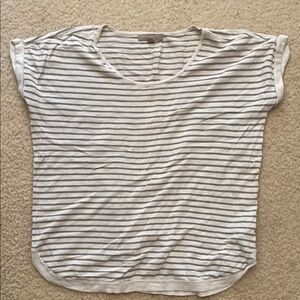 Banana Republic White and Gray Boxy Cuffed Sleeve Tee